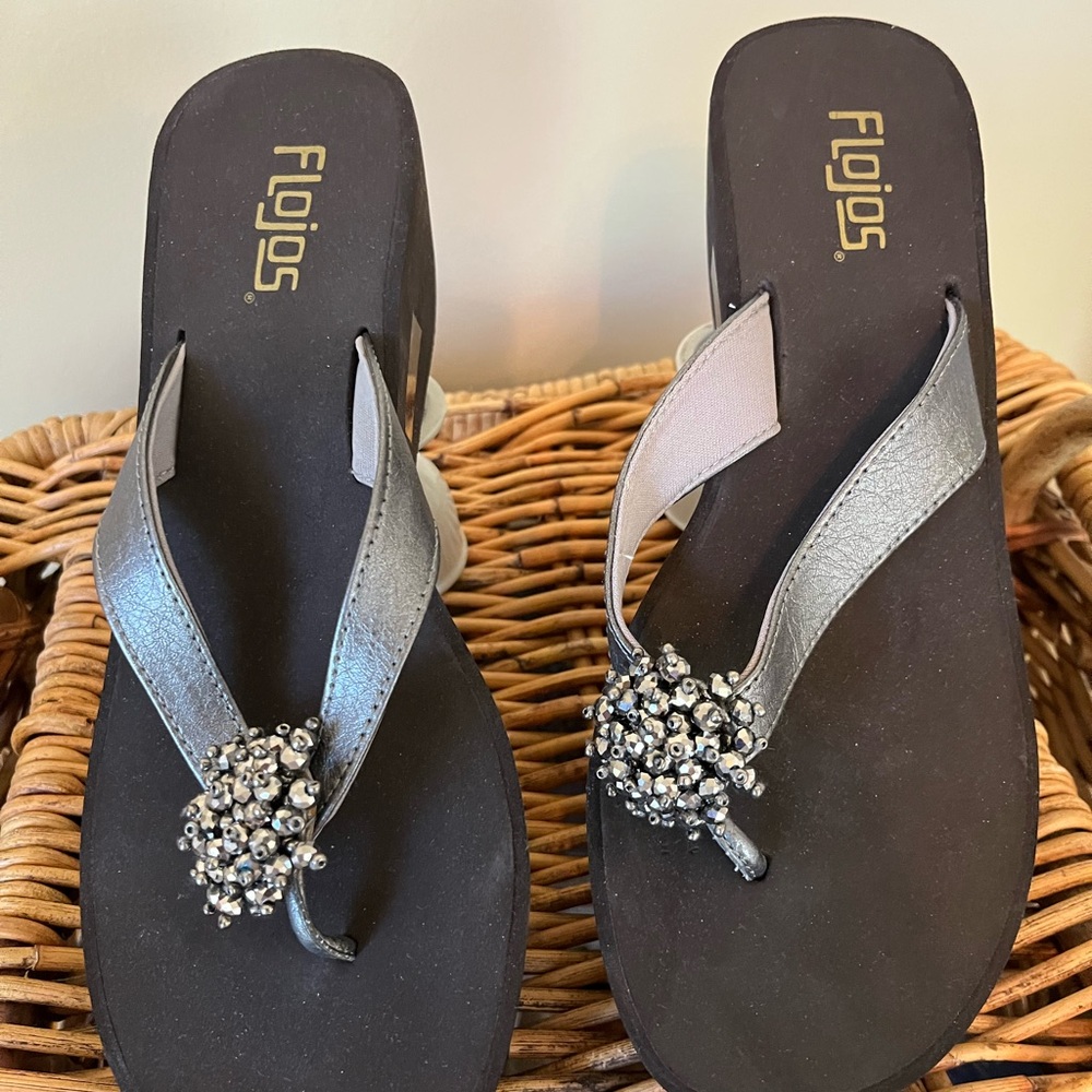 Flojos Women's Metallic Sandals with Embellishments